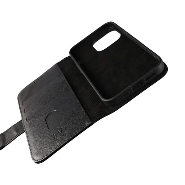 iPhone 12/12 Pro Plånboksfodral Läder Rvelon - Svart