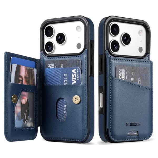 N.BEKUS iPhone 18 Pro Max/17 Pro Max Pungcover RFID-blokering - Blå