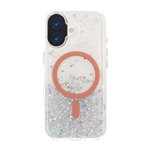 Glitrende MagSafe Cover med Stjerner til iPhone 17 - Orange