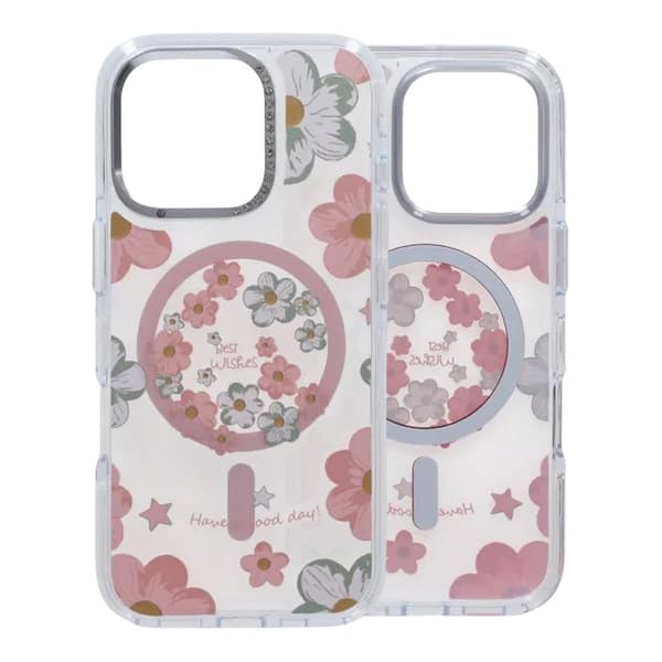 Gradient Blomster Magnetisk Cover Til iPhone 16 Pro Max Pink