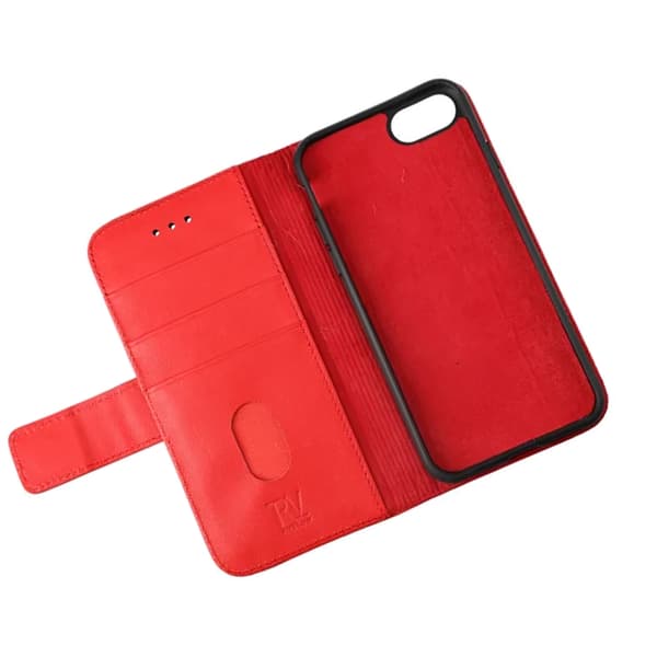 iPhone 7/8/SE (2020/2022) Plånboksfodral Läder Rvelon - Röd