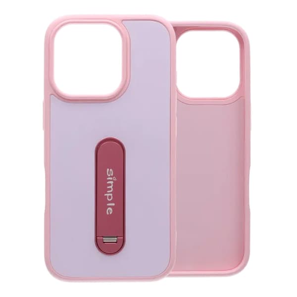 Etui med udfoldeligt roterende stativ til iPhone 16 Pro Max - Pink