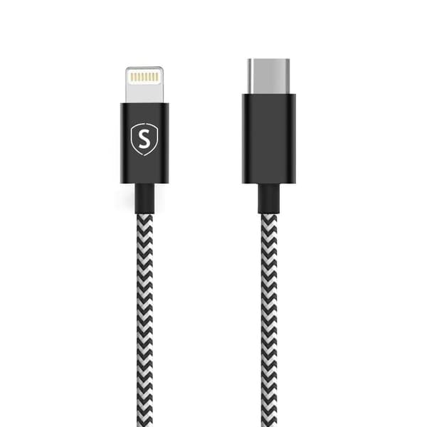 SiGN Skin USB-C til Lightning Kabel 2.4A, 0.25m - Sort/Hvid