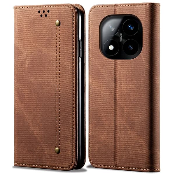 Xiaomi Redmi Note 14 Pro 5G Denim Wallet Cover - Brun