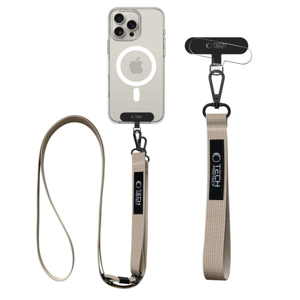 Tech-Protect C65 telefonrem sæt til crossbody og håndled – Beige