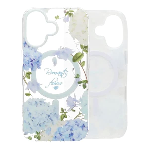 Mat MagSafe-cover med blomster til iPhone 17 - Blå