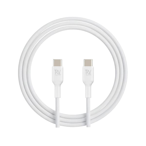 Rvelon USB2.0 USB-C TIL USB-C SILIKONEKABEL 1.83M Hvid