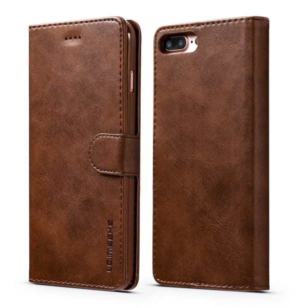 LC.IMEEKE PU-læder Wallet Cover til iPhone 7/8 Plus - Mørkebrun