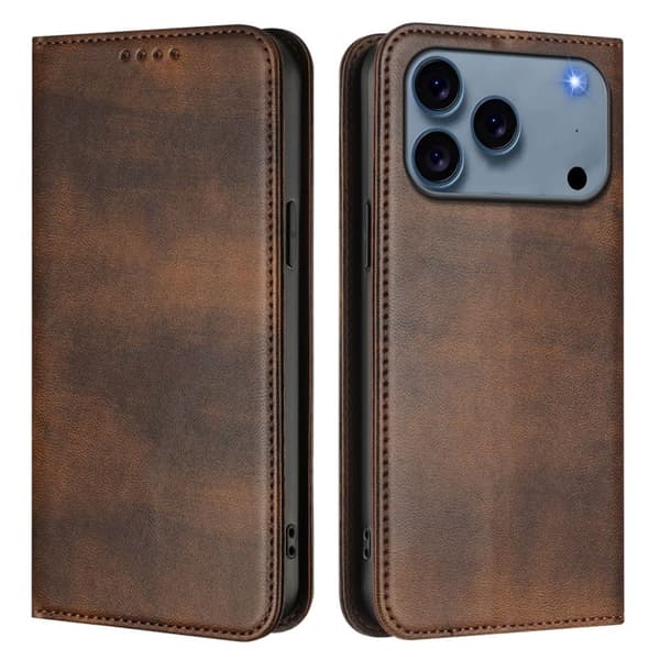 iPhone 18 Pro Max/17 Pro Max Pungcover PU-læder RFID-blokering - Brun