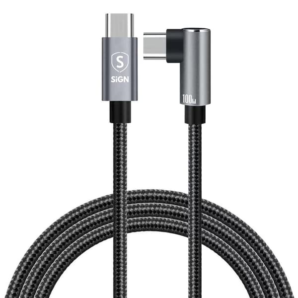 SiGN USB-C–USB-C-kaapeli 2 m, 100 W – musta