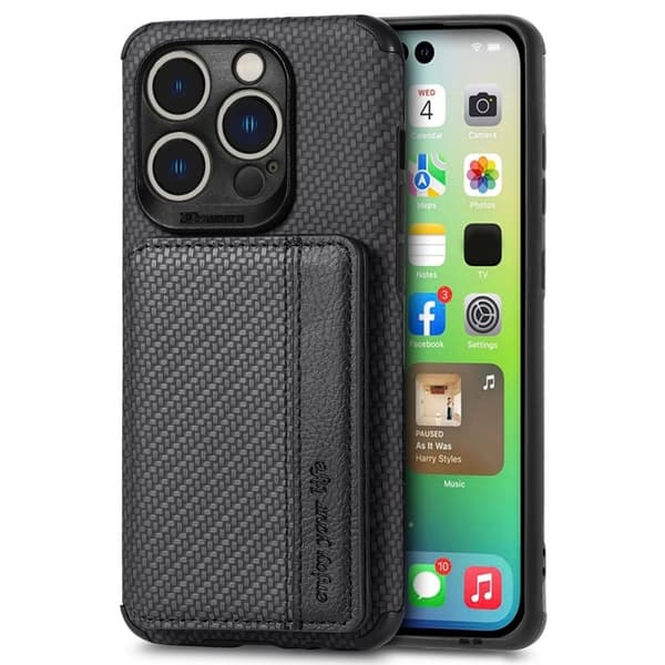 iPhone 14 Pro Max cover med kortholder - Sort