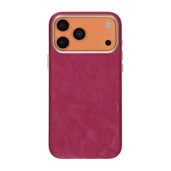 Plume Textured Vegan-Leather Magnetic Case For iPhone 17 Pro/18 Pro Rose Red