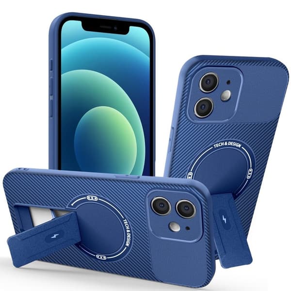 iPhone 12 Cover med Stand - Blå