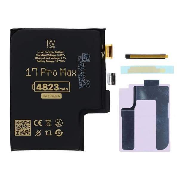 Rvelon Batteri til iPhone 17 Pro Max 4823mAh uden Flexkabel