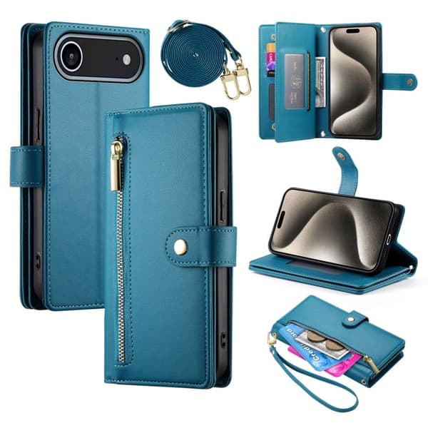 iPhone Air Wallet Cover med Rem - Blå