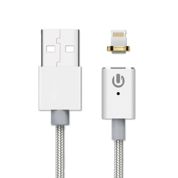 MFi Apple Certificeret Magnetisk iPhone & iPad Lightning Til USB Kabel - Sølv
