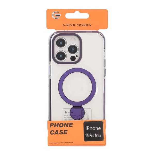 Skal Magsafe til iPhone 15 Pro Max - Transparent lilla med ringstativ