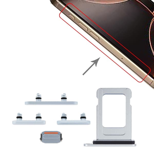 Knapper og SIM-kortholder til iPhone 15 og 15 Plus - Blå