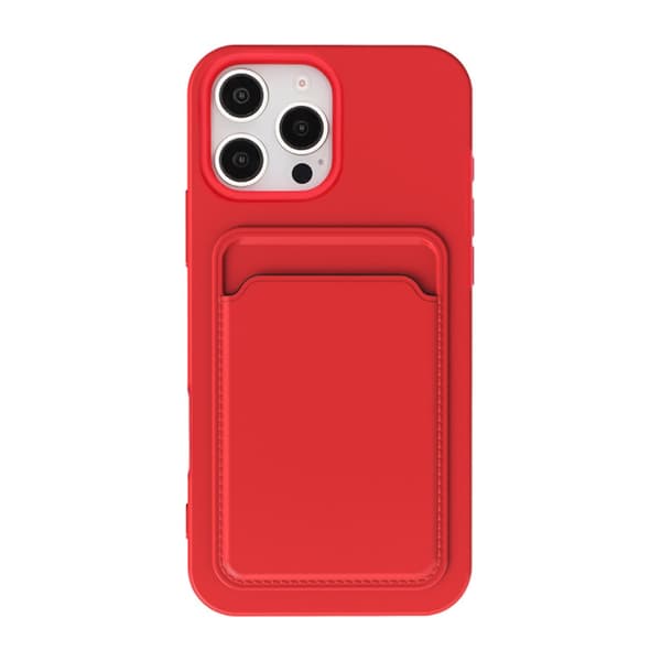 iPhone 16 Pro silikonikuori korttipidikkeellä - Punainen