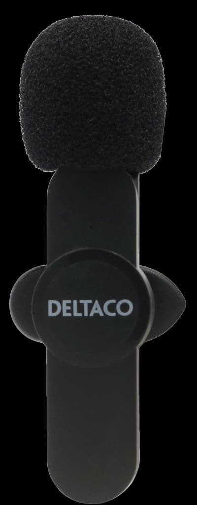 DELTACO Trådlös Vlog Mikrofon USB-C/Lightning Enkelpack - Svart