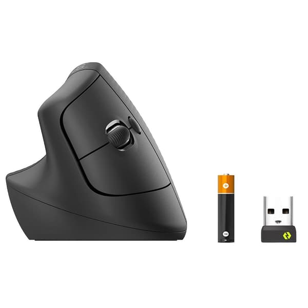 Logitech Lift for Business LeftHanded Vertical Ergonomic Wireless Mouse Bluetooth, 6 Buttons  Graphite