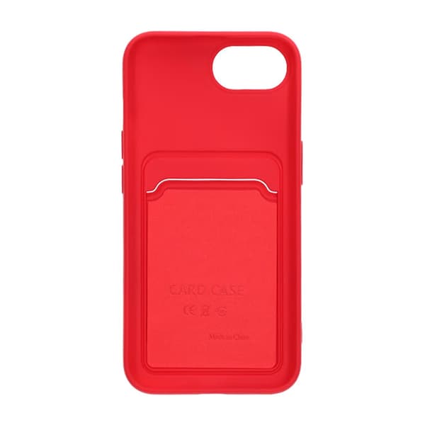 Silikonikuori korttipidikkeellä iPhone 16e - Punainen