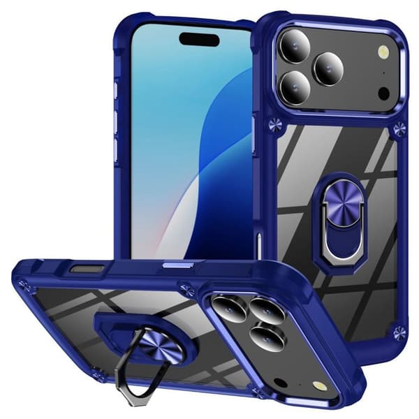 iPhone 17 Pro Max etui legering linse ramme støtteben telefon bagside etui - blå