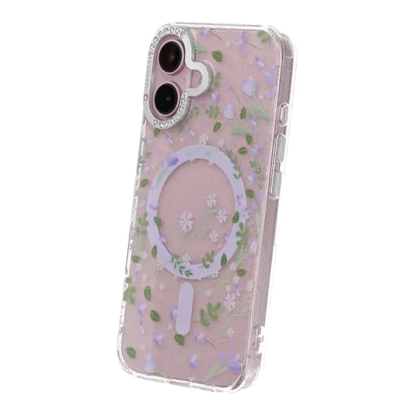 Blomstret Cover med Magsafe til iPhone 17 - Lavendel