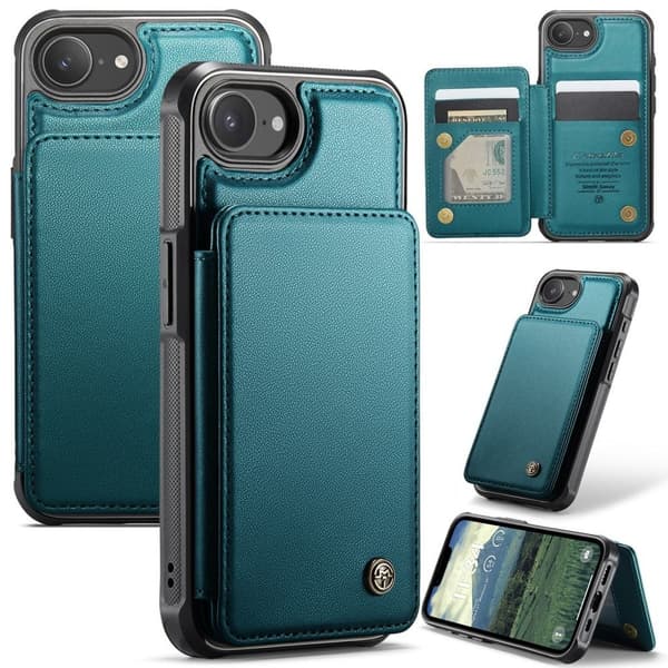 CASEME C22 Wallet Case med RFID-blokering til iPhone 16e – Grøn