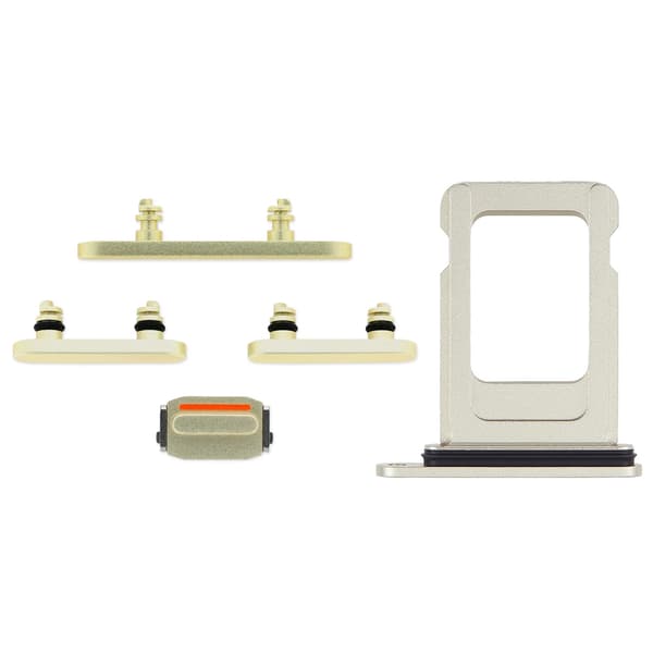 Knapper og SIM-kortholder til iPhone 15/15 Plus - Gul