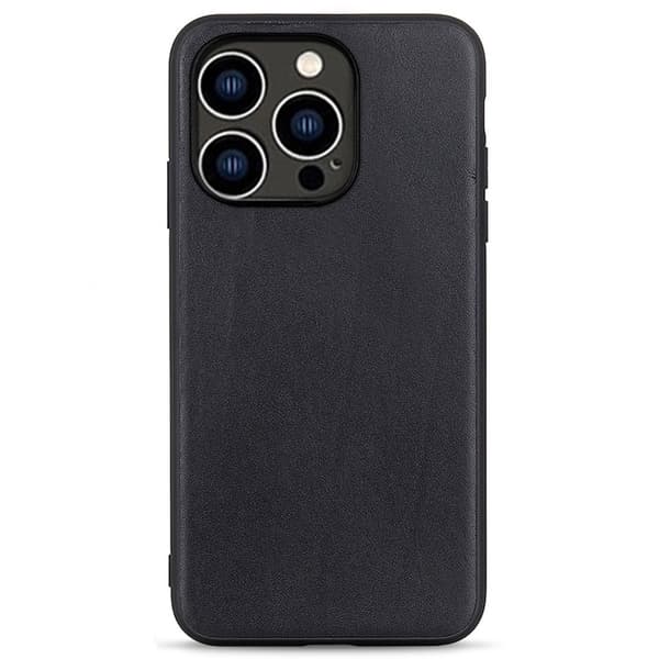 Stöttåligt iPhone 14 Pro läderfodral - Svart