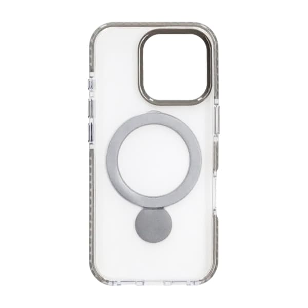 Cover Magsafe til iPhone 16 Pro - Transparent grå med ringholder