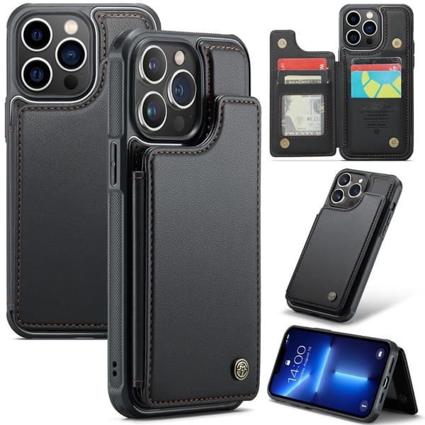 CASEME iPhone 13 Pro Max Wallet Case RFID-blokering - Sort