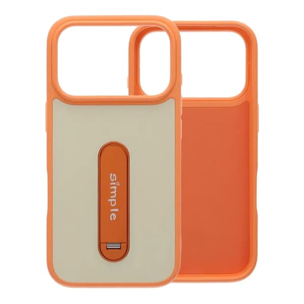 Skal med utfällbart roterande stativ för iPhone 17 Pro - Orange