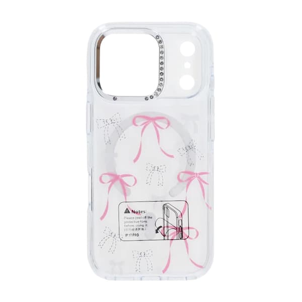 Mobilskal Magsafe till iPhone 17 Pro - Transparent med rosett