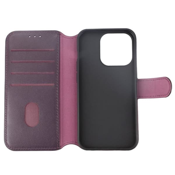 iPhone 15 Pro Plånboksfodral Läder Rvelon - Lila