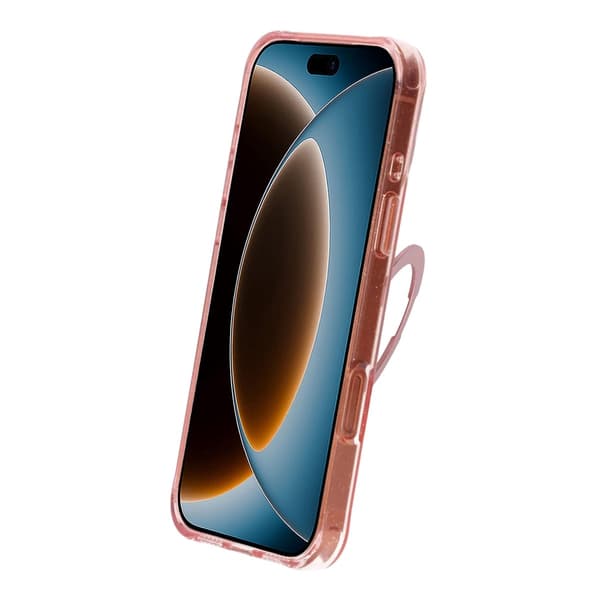 Glitrende MagSafe-cover til iPhone 17 Pro og 18 Pro med roterende stativ - Rosa
