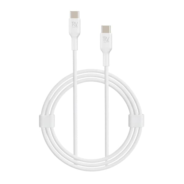 Rvelon USB2.0 USB-C TIL USB-C SILIKONEKABEL 1.83M Hvid