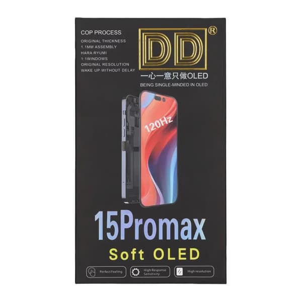 iPhone 15 Pro Max Soft OLED Display High Quality Black(DD brand) have diagnostic pass