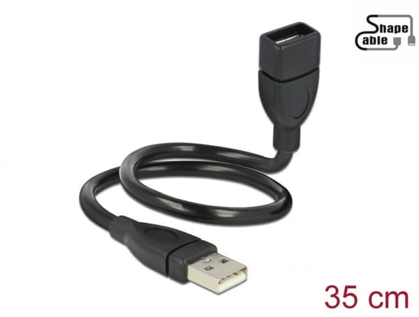 Delock USB-A 2.0 kabel han til USB-A 2.0 hun ShapeCable 0,35 m