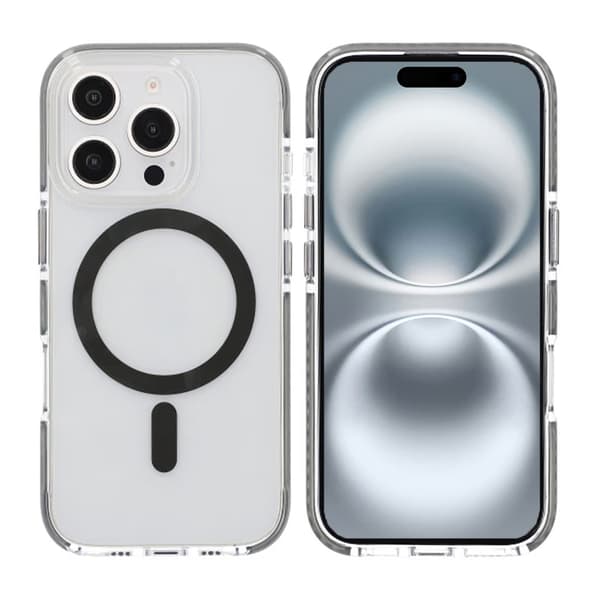 iPhone 16 Pro Mobilcover Magnet Dobbelt Beskyttelse - Grå