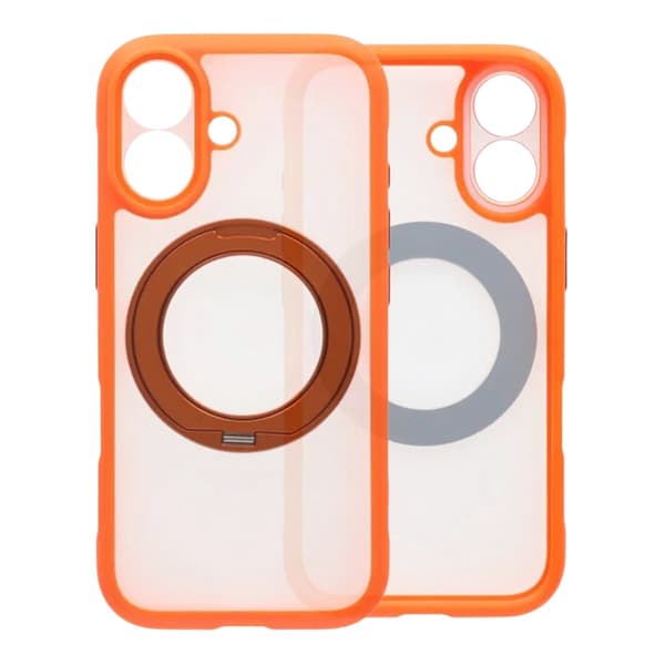 Clear Glow 360-degree Rotating MagSafe Stand Case For iPhone 17 Orange