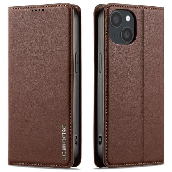 LC.IMEEKE iPhone 15 Plus Wallet Cover - Brun