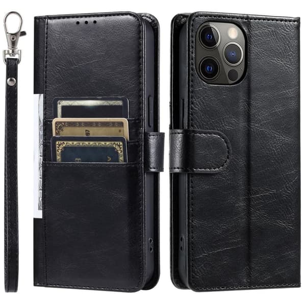 iPhone 12 Pro Max Cover med kortlommer - Sort