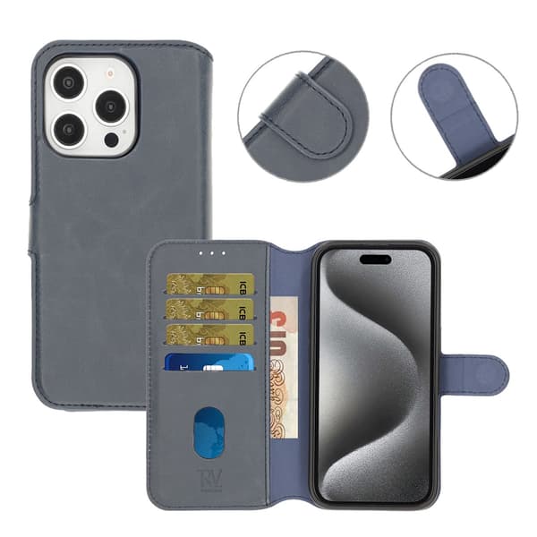 iPhone 16 Pro Pung Etui Magnet Rvelon - Blå
