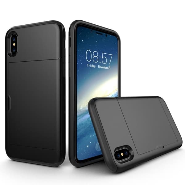 IPhone X/XS -kotelo korttipaikalla - Musta