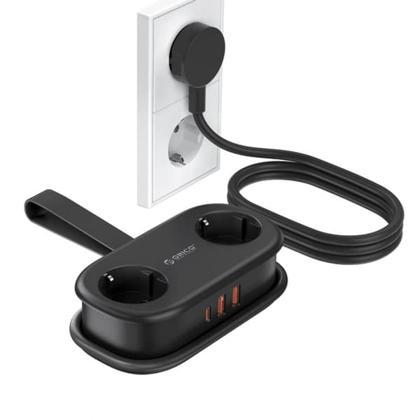 Orico AP3 forgreningsstik 2x Schuko / 2x USB-A / 1x USB-C - sort
