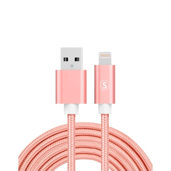 SiGN USB till Lightning-kabel, 2.1A, 3m, Nylon - Rosa