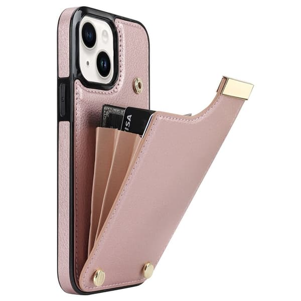 iPhone 15 -kotelo korttipidikkeellä - Ruusukulta