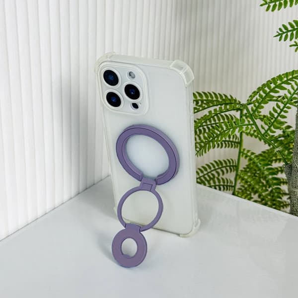 Foldable Double Magnetic Phone Ring Holder Dark Purple